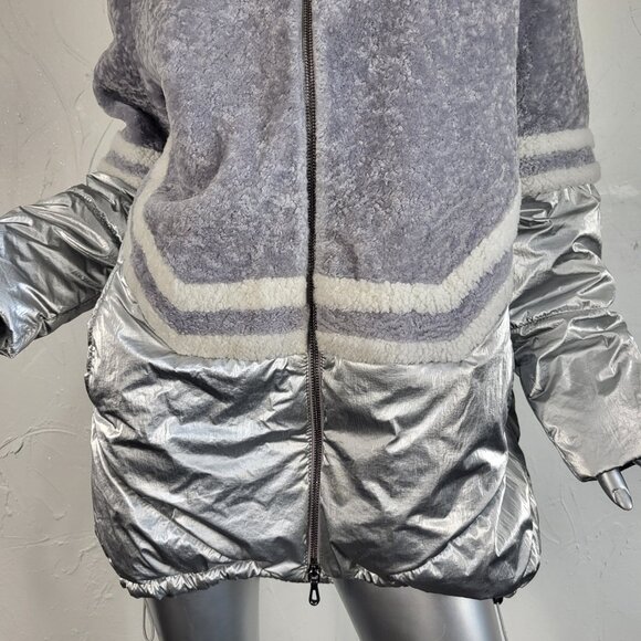 MITCHIE'S~M/L~SILVER GRAY GENUINE SHEARLING REAL FOX FUR HOODED PARKA COAT - Picture 3 of 16